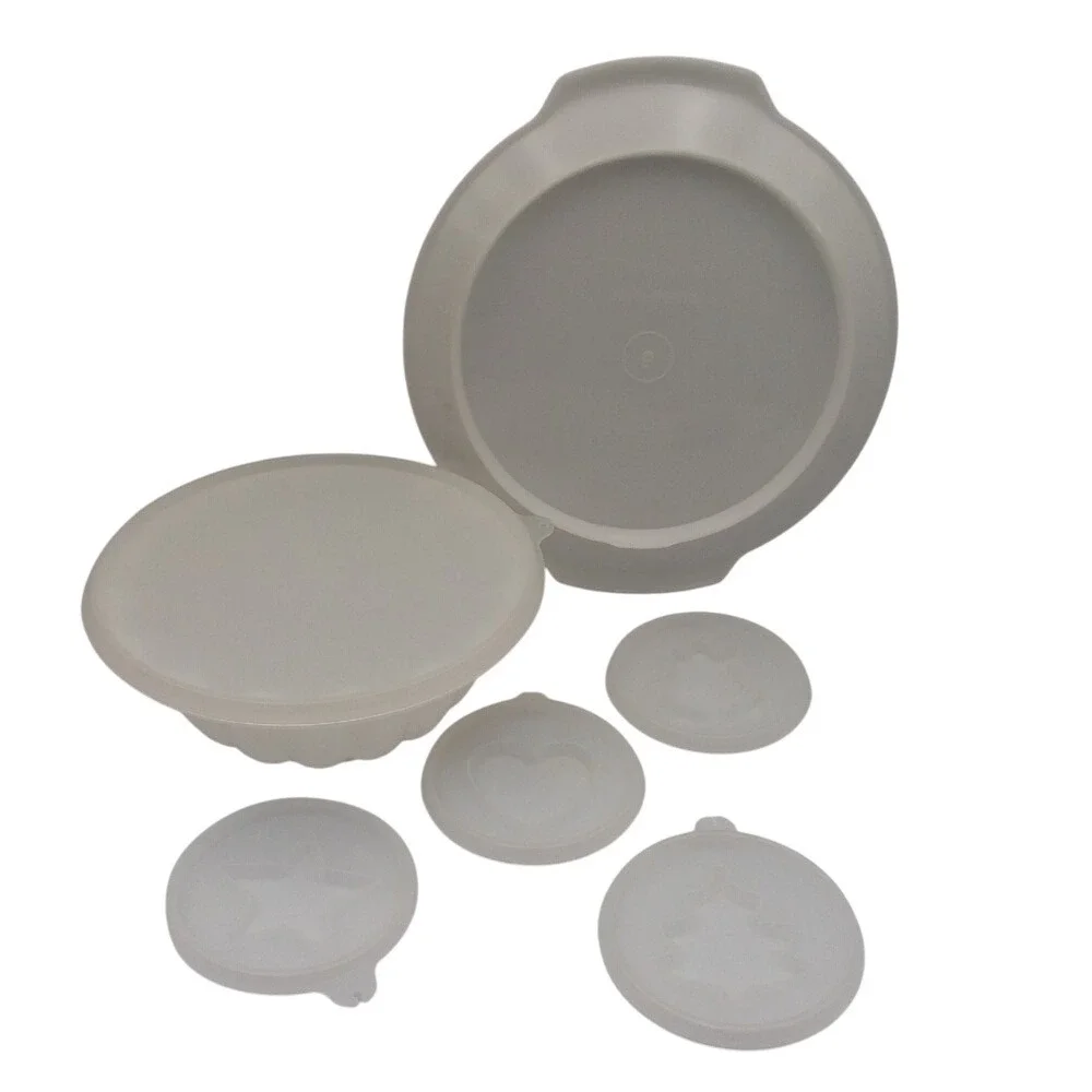 Vintage Tupperware Jel-Ring Mold Set with Holiday Inserts & Dome Lid 8 Piece‎